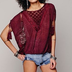 Free People South of the Equator Top Maroon- Small